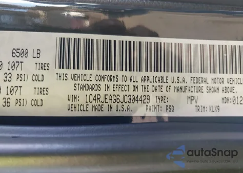 2018 Jeep Grand Cherokee Altitude 4X2 z USA, uszkodzony, nr VIN 1C4RJEAG6JC304429